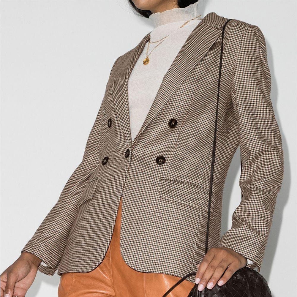 FRAME Double Breasted Houndstooth Blazer Size 4